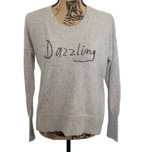 XS J Crew wool blend "Dazzling" light gray beaded pullover sweater